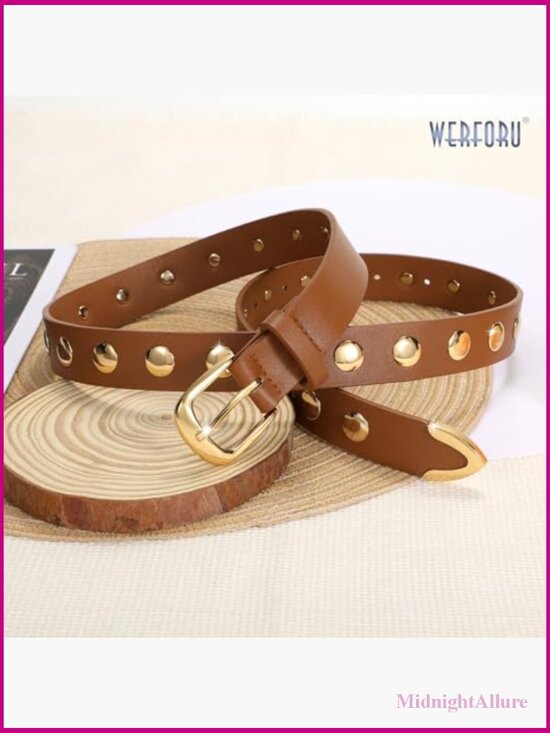 Vintage Studded Leather Belt for Jeans Dresses Punk Style